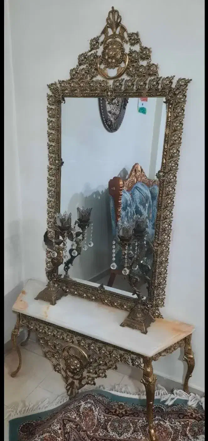 آینه شمعدان برنز اصل|بوفه، ویترین، کنسول|زنجان, |دیوار