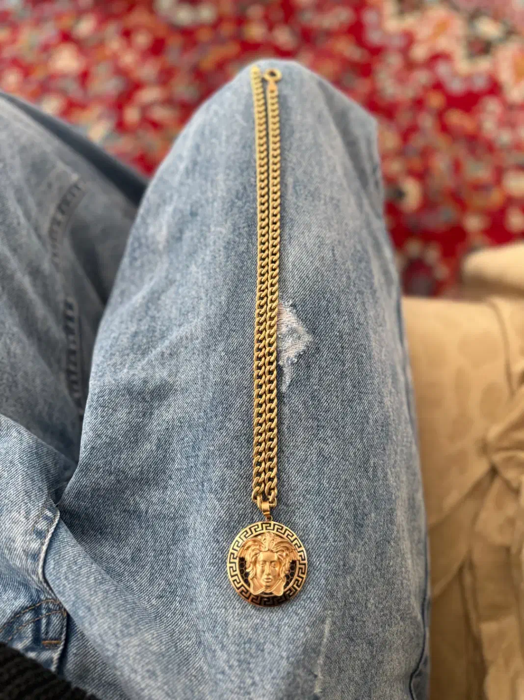 زنجیر و پلاک مدال گرندبند آویز طلا ورساچ|جواهرات|اراک, |دیوار