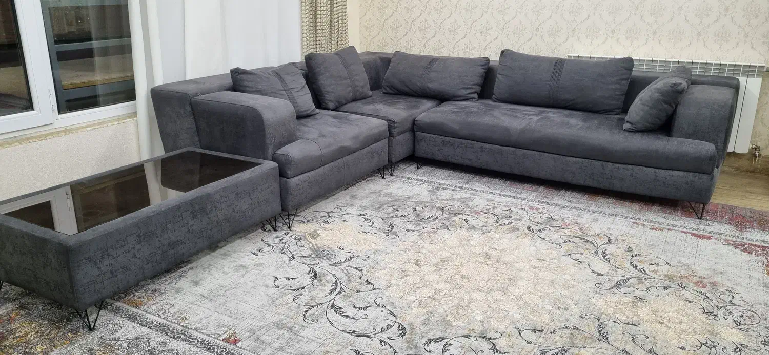 مبل ۵ نفره L به همراه میز جلو مبلی|مبلمان خانگی و میز عسلی|آباده, |دیوار