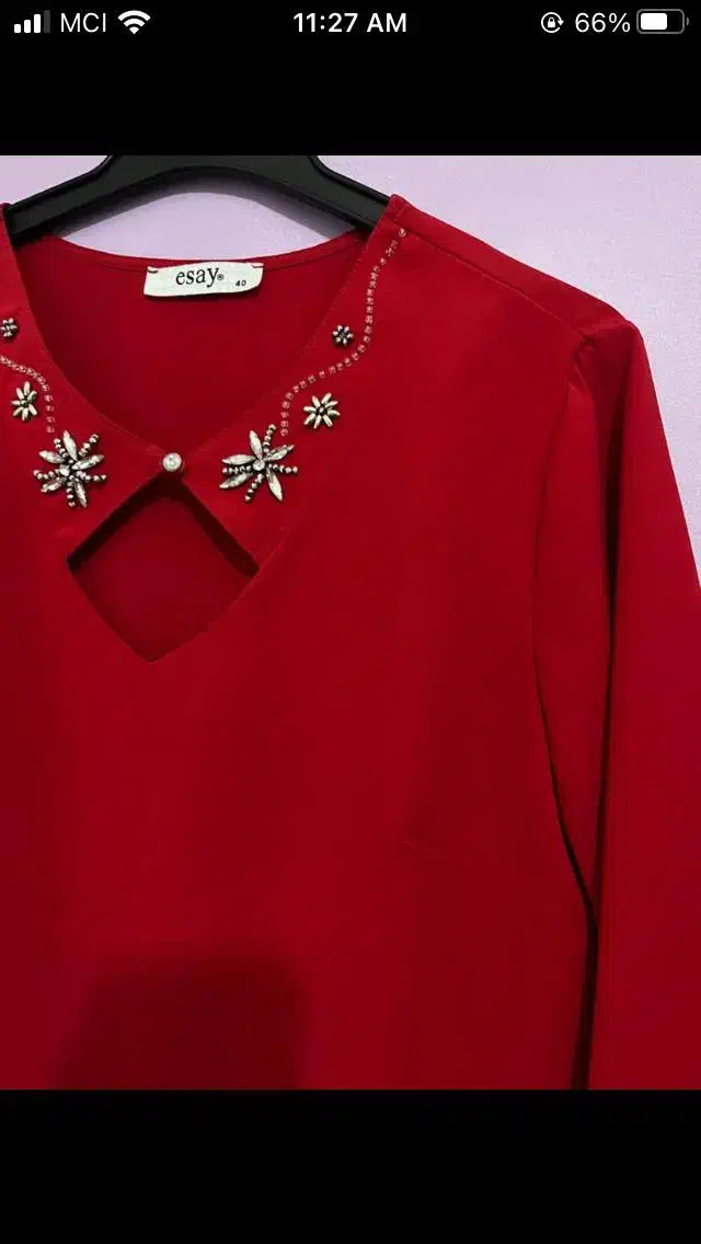 شومیز قرمز آستین بلند|لباس|تبریز, |دیوار