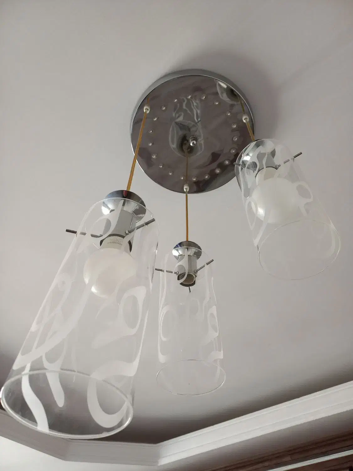 لوستر ۳ شعله اتاق خواب دارای led|لوستر و چراغ آویز|تبریز, |دیوار