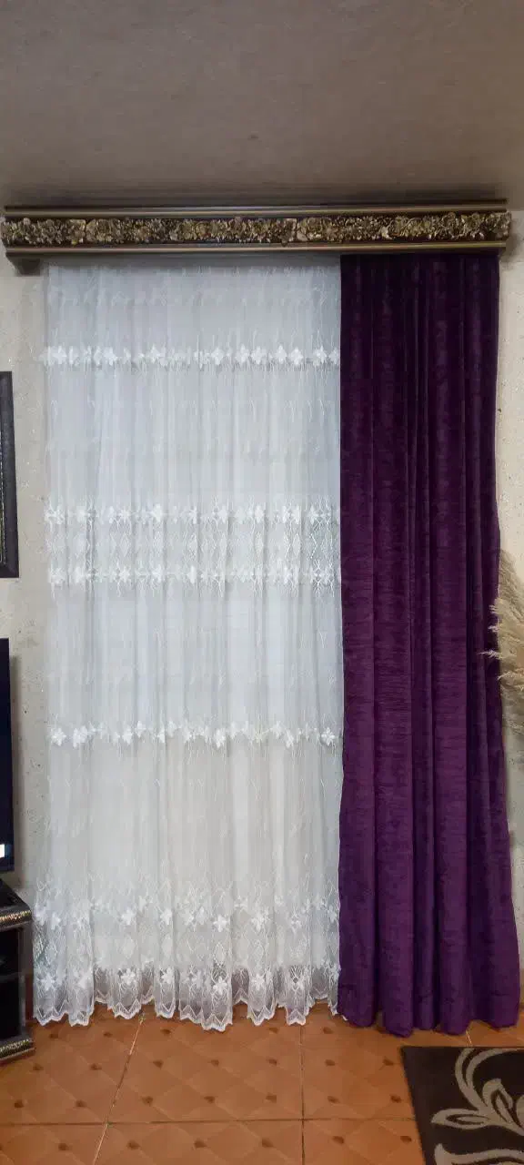 ۳عدد پرده با کتیبه و میله پرده|پرده، رانر، رومیزی|رشت, حومه رشت|دیوار