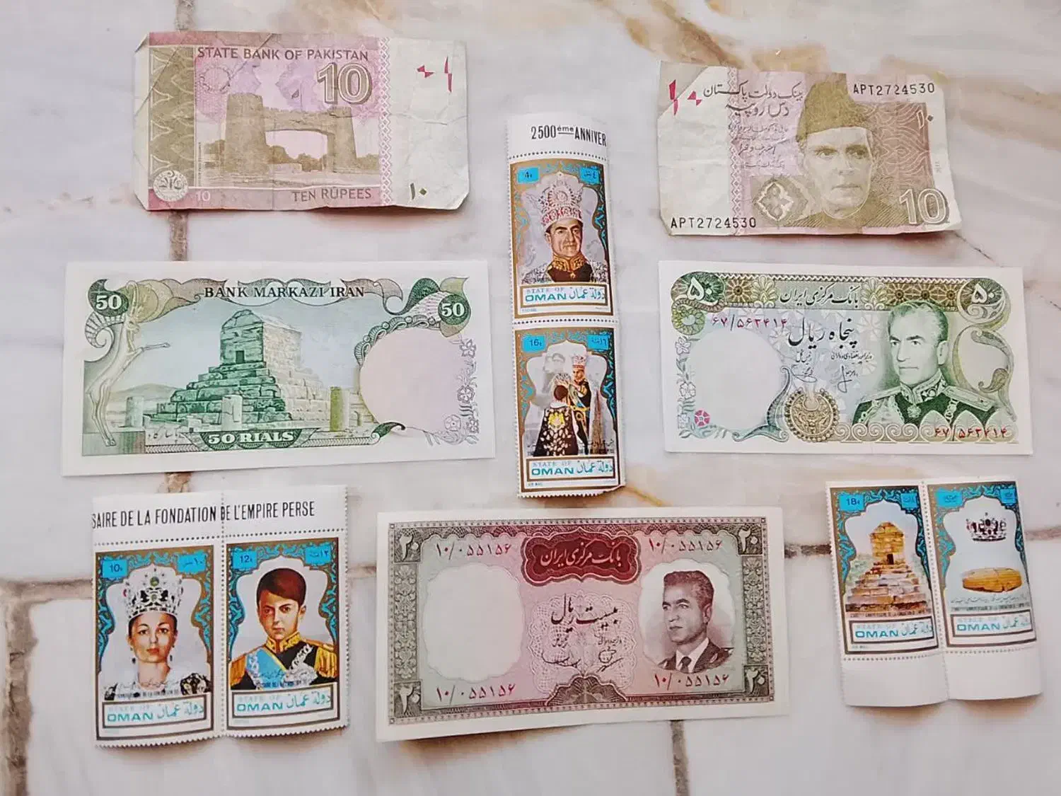 اسکناس و طمر زمان خاندان پهلوی اصل|کلکسیون سکه، تمبر، اسکناس|قم, هفت تیر|دیوار