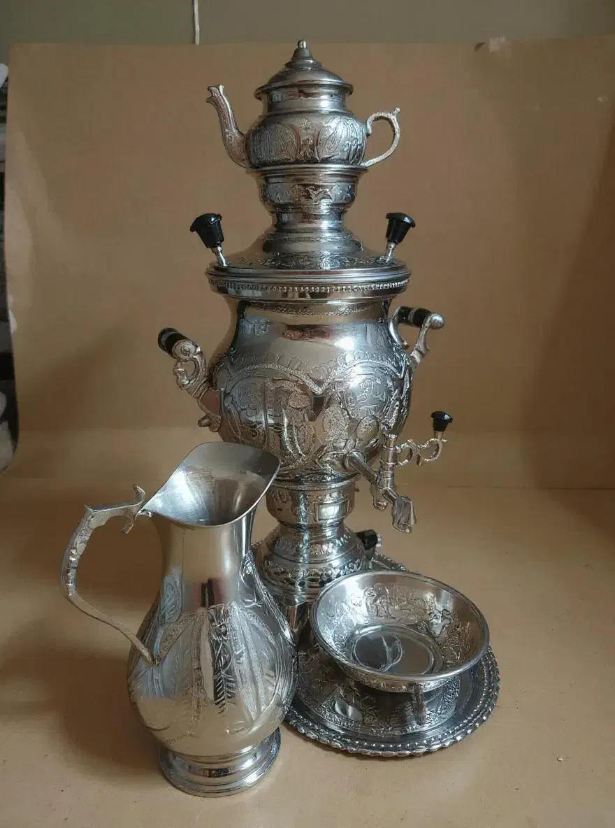 سماور قلم کاری جهیزیه سه تیکه|سماور، چایساز، قهوهساز|مشهد, الهیه|دیوار