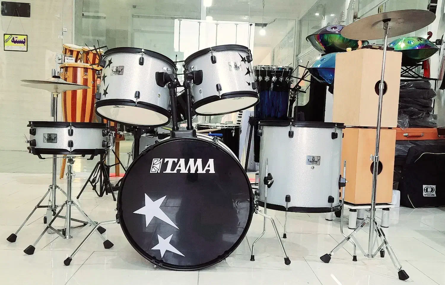 فروش درامز جینبائو هفت تکه سفید صدفی عالی|درام و پرکاشن|صفادشت, |دیوار