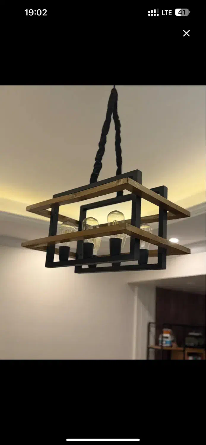 لوستر چوب فلز|لوستر و چراغ آویز|تهران, آسمان|دیوار