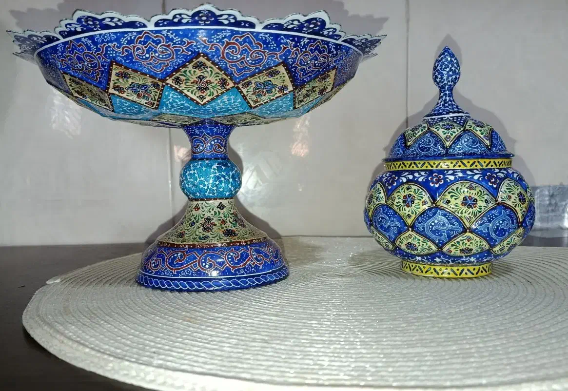 ظروف مسی با میناکاری اصفهان|صنایع دستی و سایر لوازم تزئینی|قم, هفت تیر|دیوار