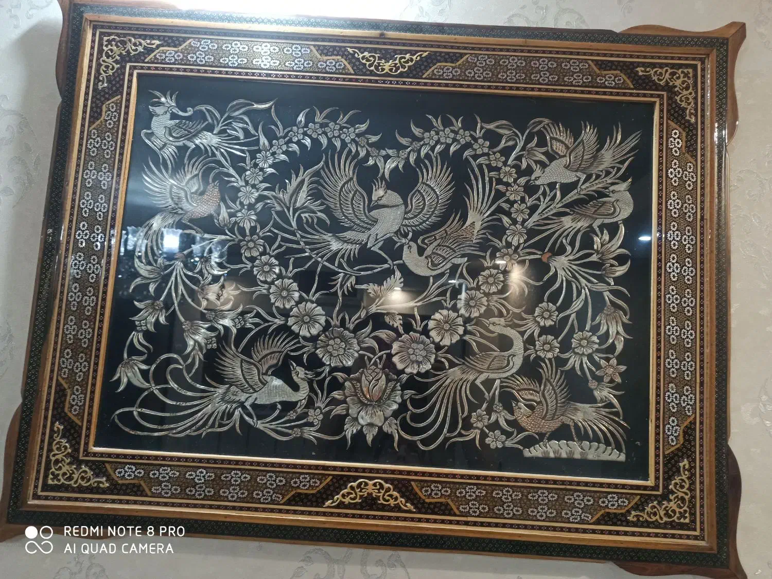 تابلو قلمزنی طرح گل و مرغ سایز 70در90|صنایع دستی و سایر لوازم تزئینی|اصفهان, ملک|دیوار