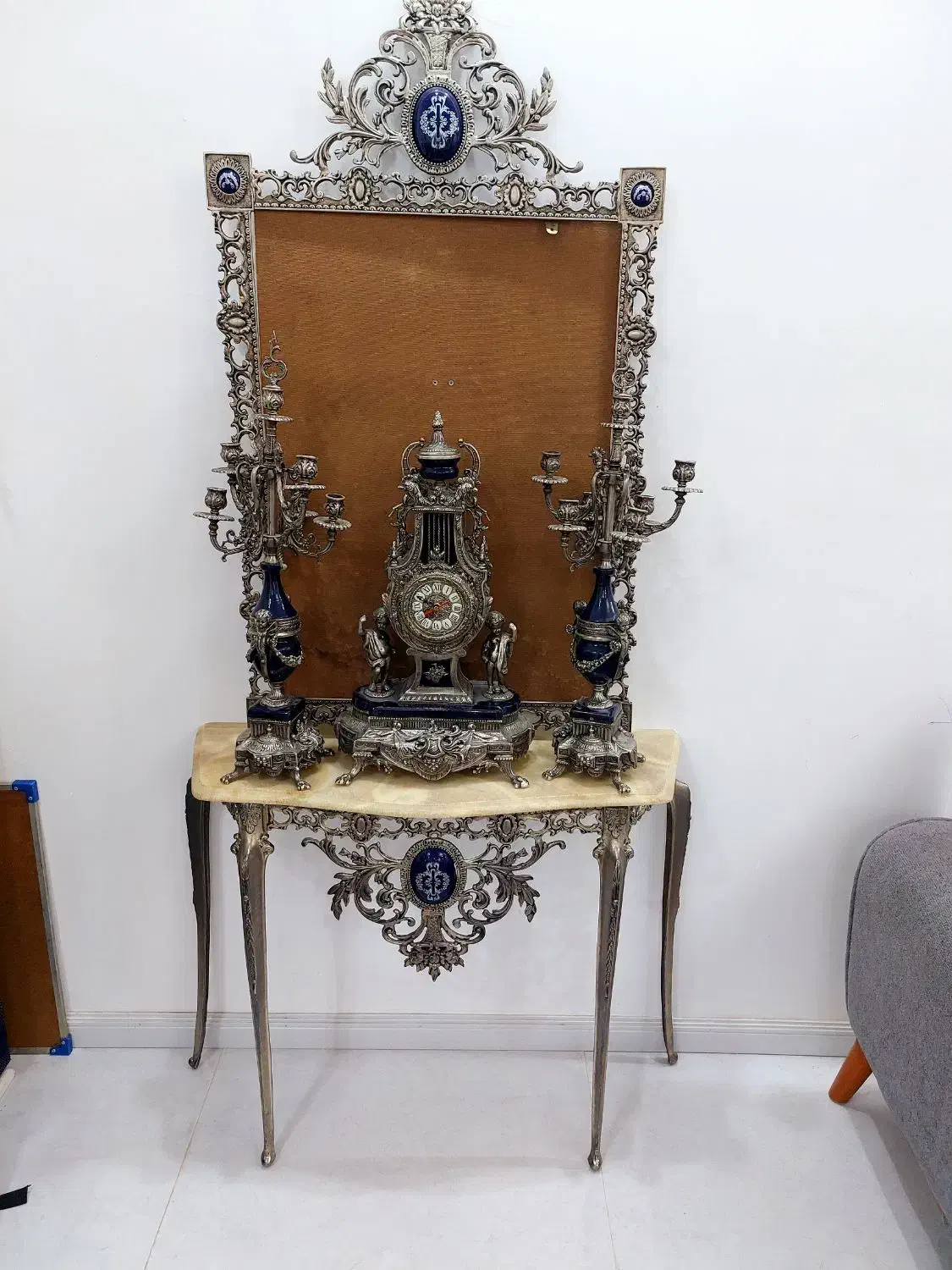 آینه شمعدان برنجی سنگین|صنایع دستی و سایر لوازم تزئینی|مشهد, پنجتن|دیوار