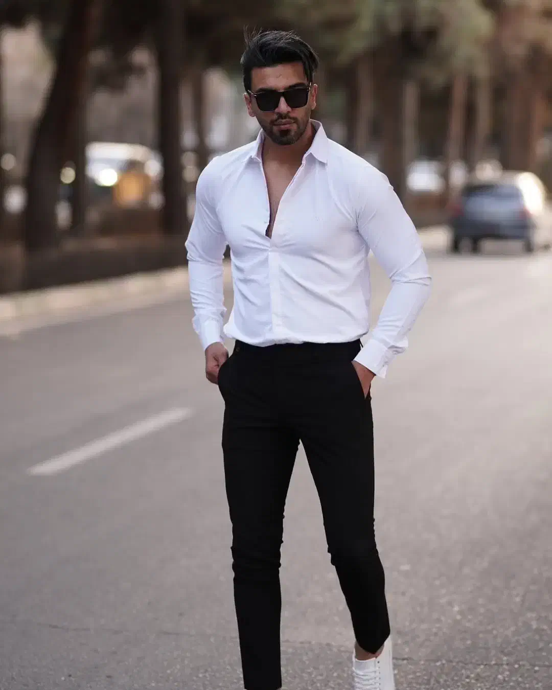 پیـراهن سفید یقه کراواتی دکمه مخفی دووشیـن آقایمد|لباس|بیرجند, |دیوار