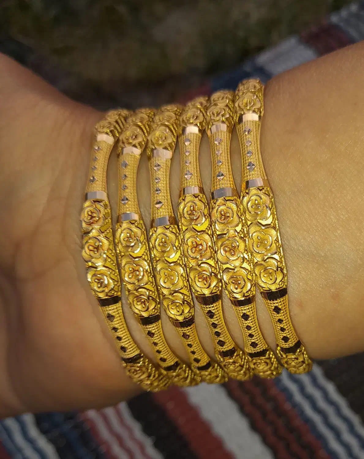 دستبند ۲۱گرم ۴درصد ۳دونه النگو سایز ۳هر کدوم ۸گرم|جواهرات|دهدشت, |دیوار