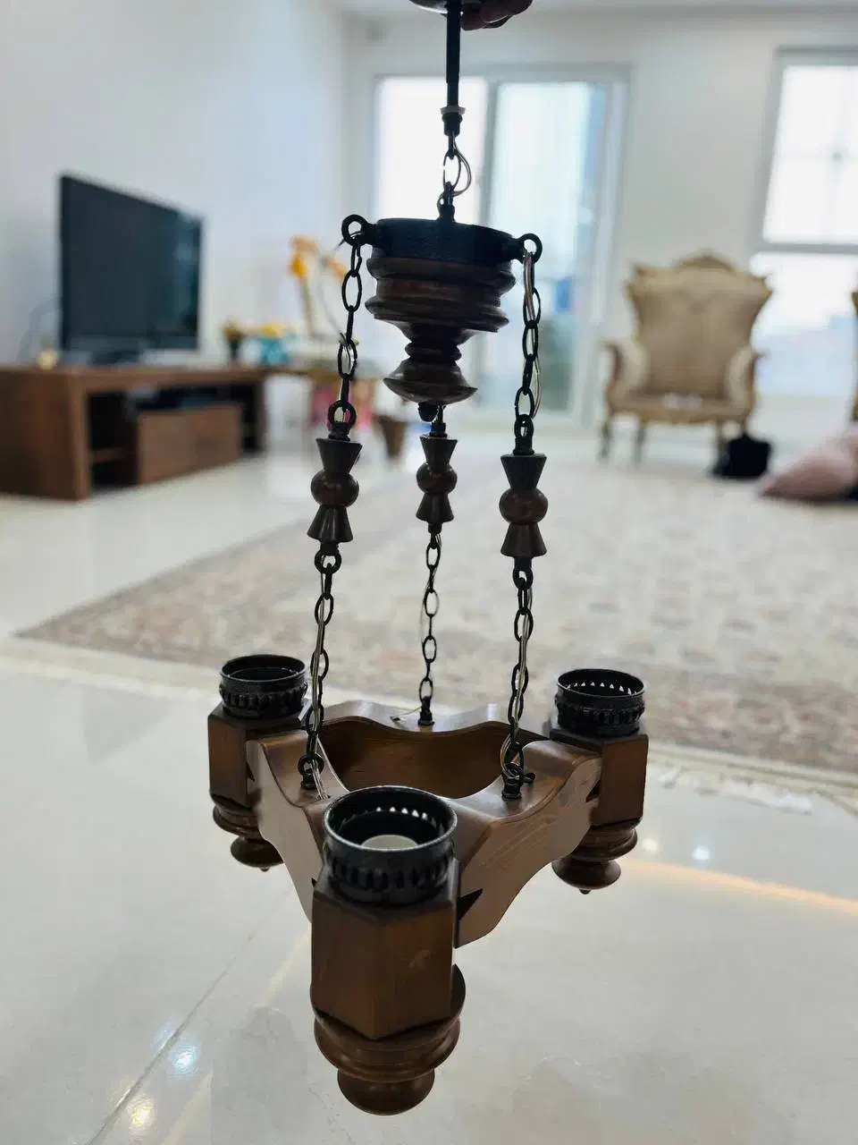 لوستر چوبی|لوستر و چراغ آویز|علی‌آباد کتول, |دیوار