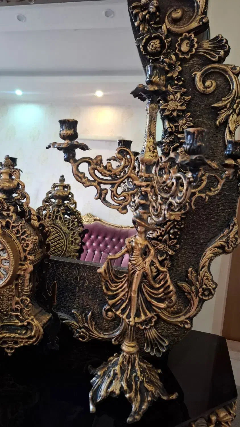 اینه شمعدان همراه ساعت|آینه|اصفهان, شهرک میلاد|دیوار