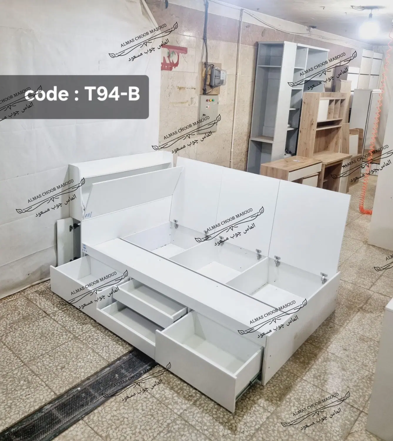 تخت یک ونیم نفره الماس چوب (مدل T94-B)|تخت و سرویس خواب|تهران, اوقاف|دیوار