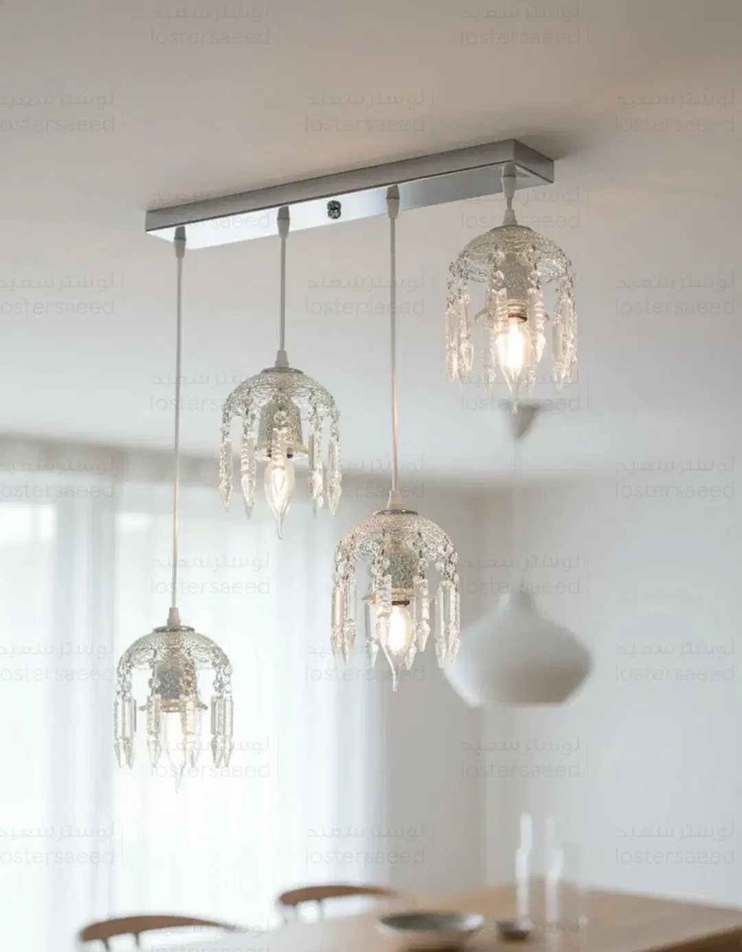 لوستر خطی لاینر آویز کریستالی باکارات در سه رنگ|لوستر و چراغ آویز|دابودشت, |دیوار