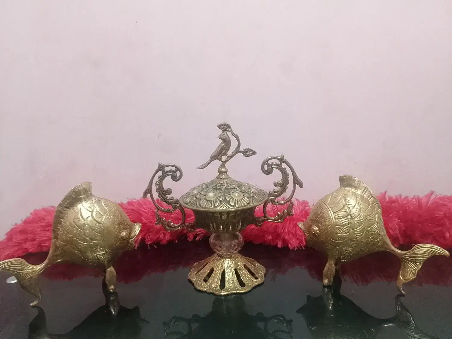 قلیان دو سر فرشته برنجی و دکوری|صنایع دستی و سایر لوازم تزئینی|پاکدشت, پاکدشت (مامازند)|دیوار