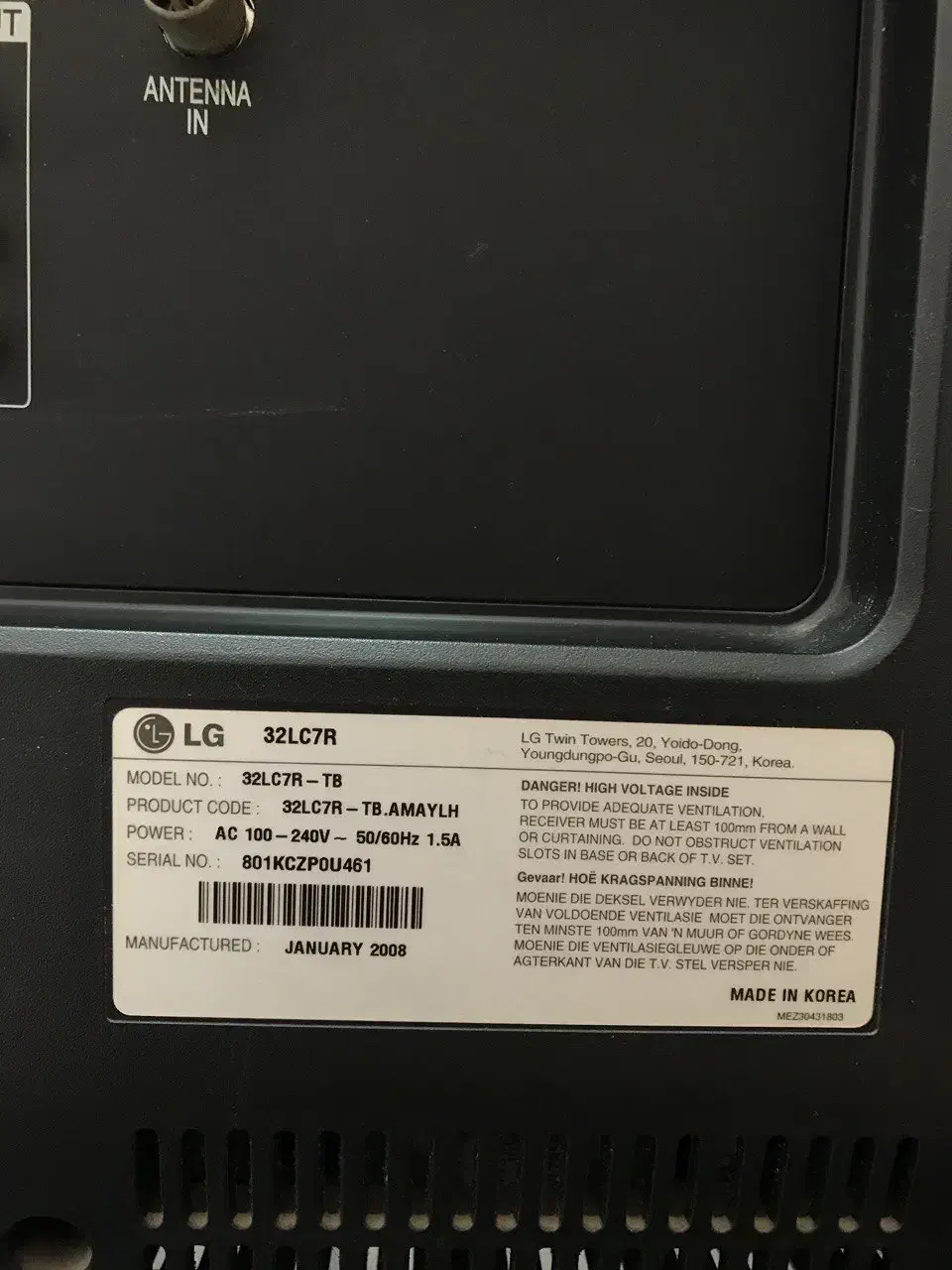 تلویزیون LCD الجی 32 اینچ مدل 32LC7R|تلویزیون و پروژکتور|کرمان, |دیوار