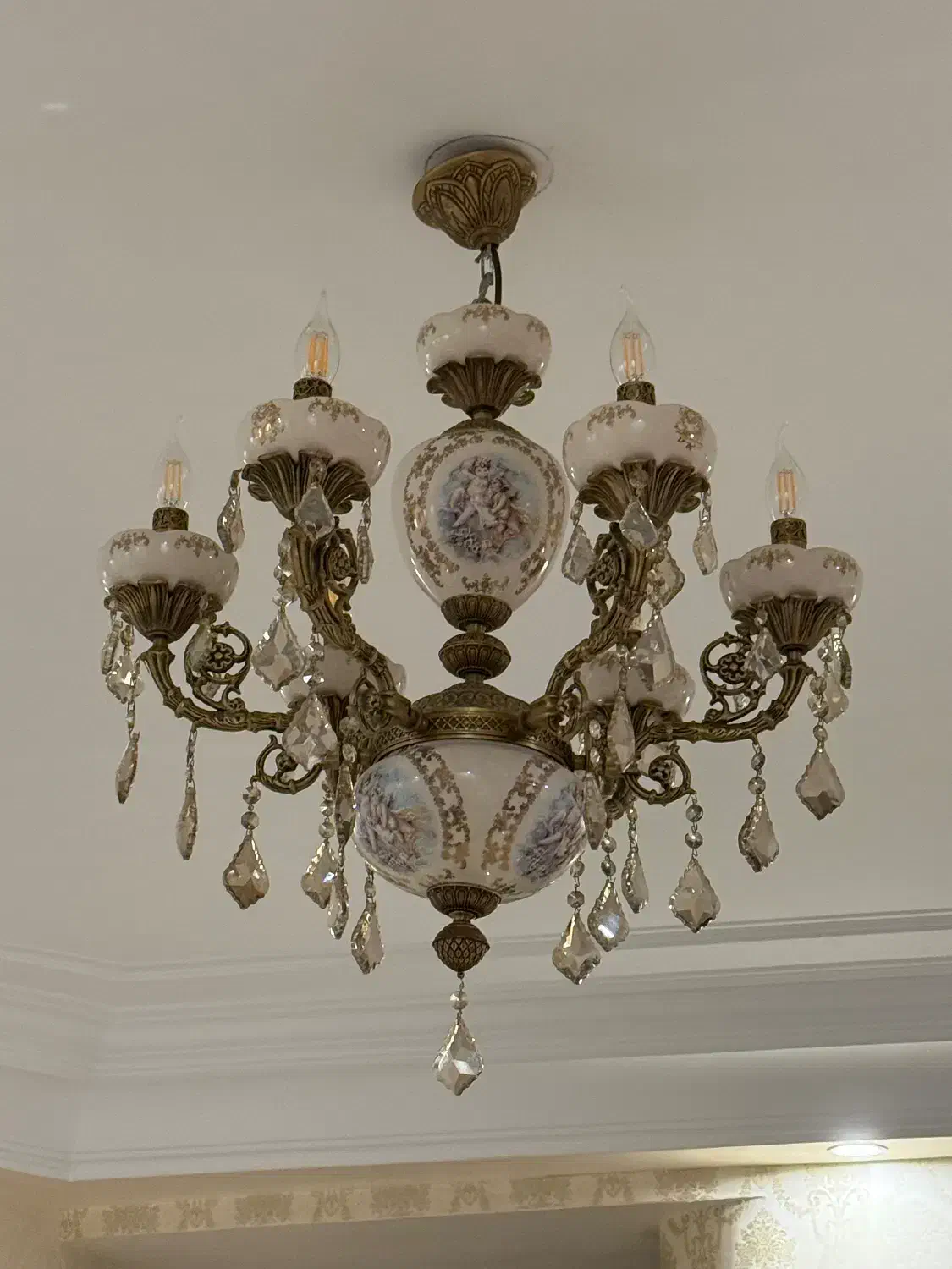 2عدد لوستر بدنه برنز و کریستال|لوستر و چراغ آویز|تهران, قیطریه|دیوار