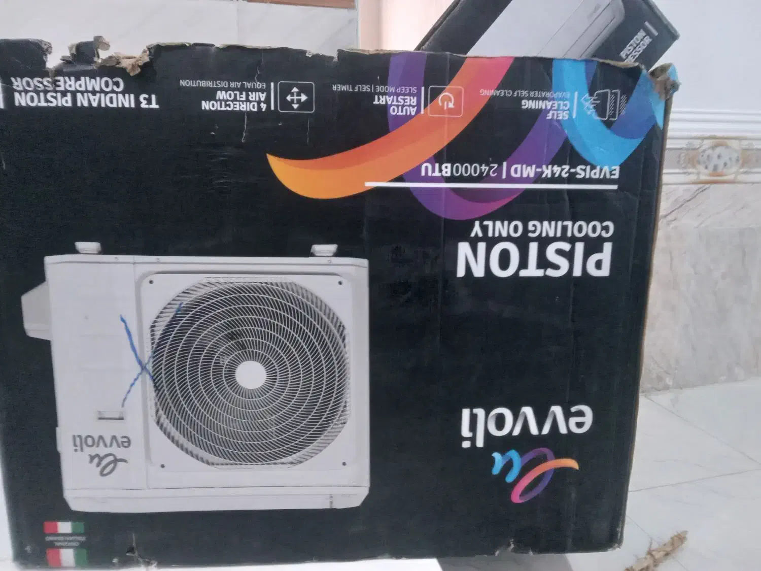 کارتن کلر اسپلیت ۲۴۰۰۰ایوولیگ|کولر گازی و فن‌کوئل|فین, |دیوار