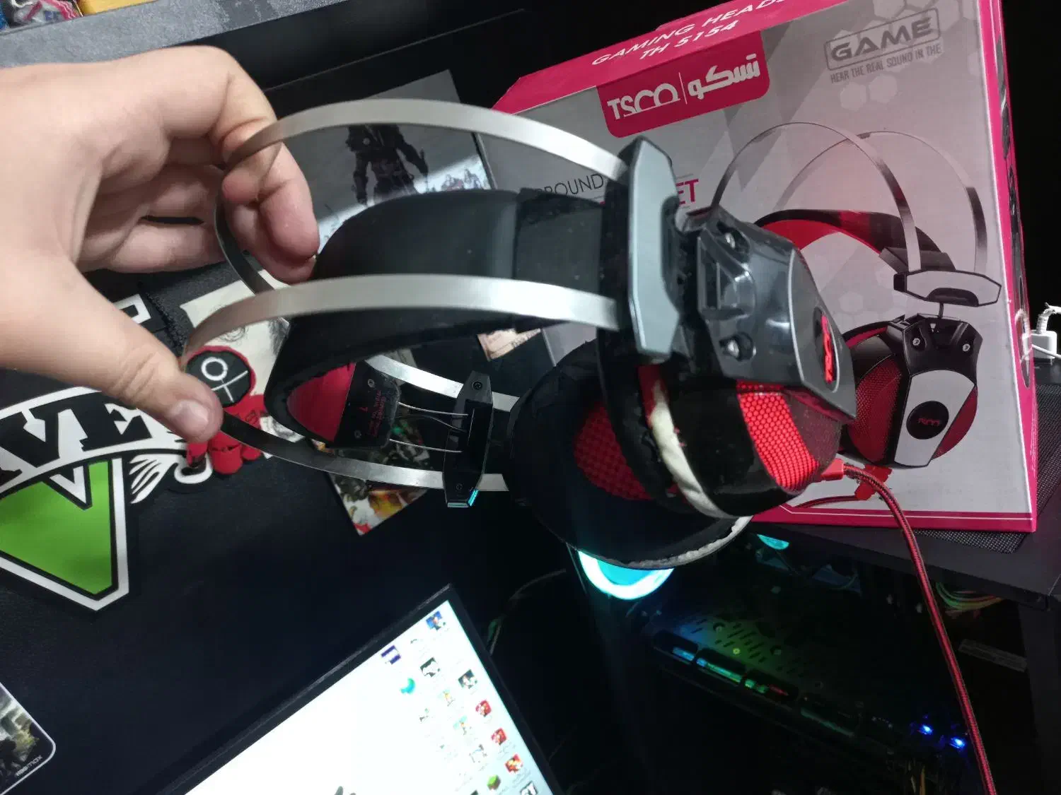 هدست گیمینگ th5154 بک لایت قرمز|قطعات و لوازم جانبی رایانه|مشهد, تربیت (صدف)|دیوار