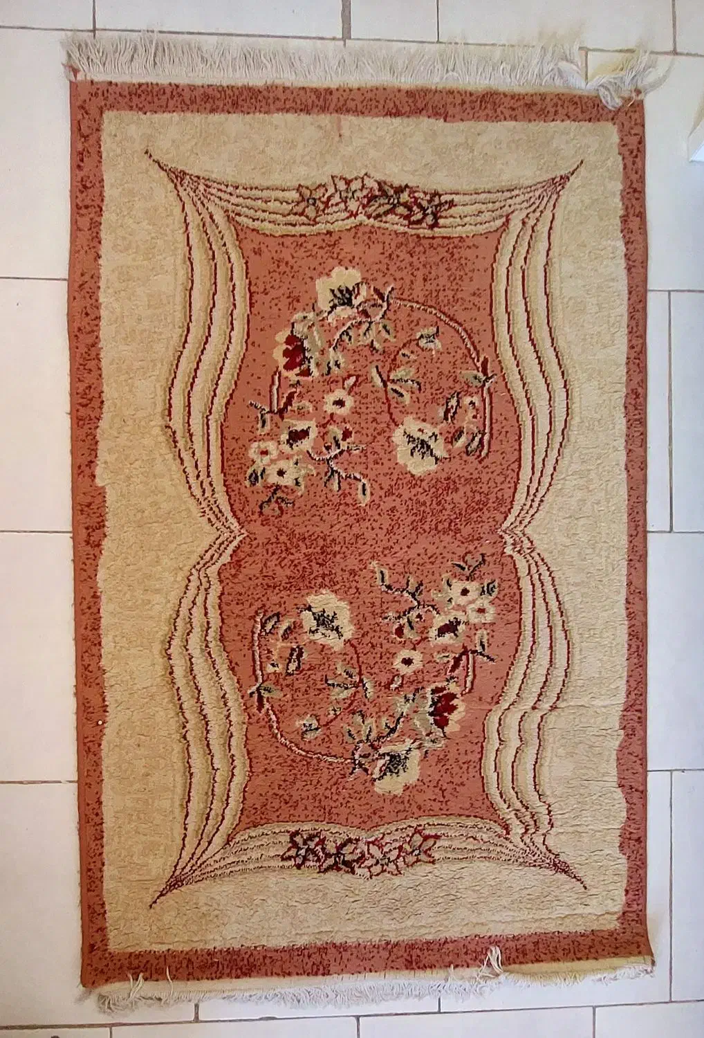 فرش و دو عدد پادری رنگ کرم صورتی|فرش|تهران, علم و صنعت|دیوار