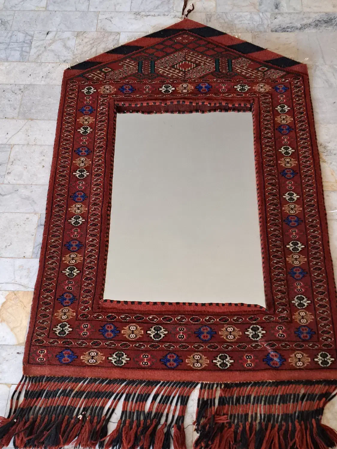 قاب آینه دست بافت|تابلو فرش|آق قلا, |دیوار