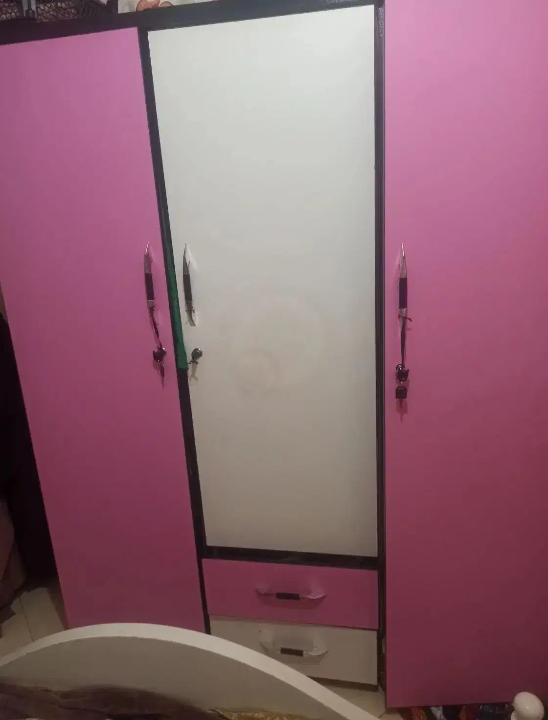 کمد ام دی اف سه تیکه سفید صورتی|جاکفشی، کمد، دراور|اهواز, آریاشهر|دیوار