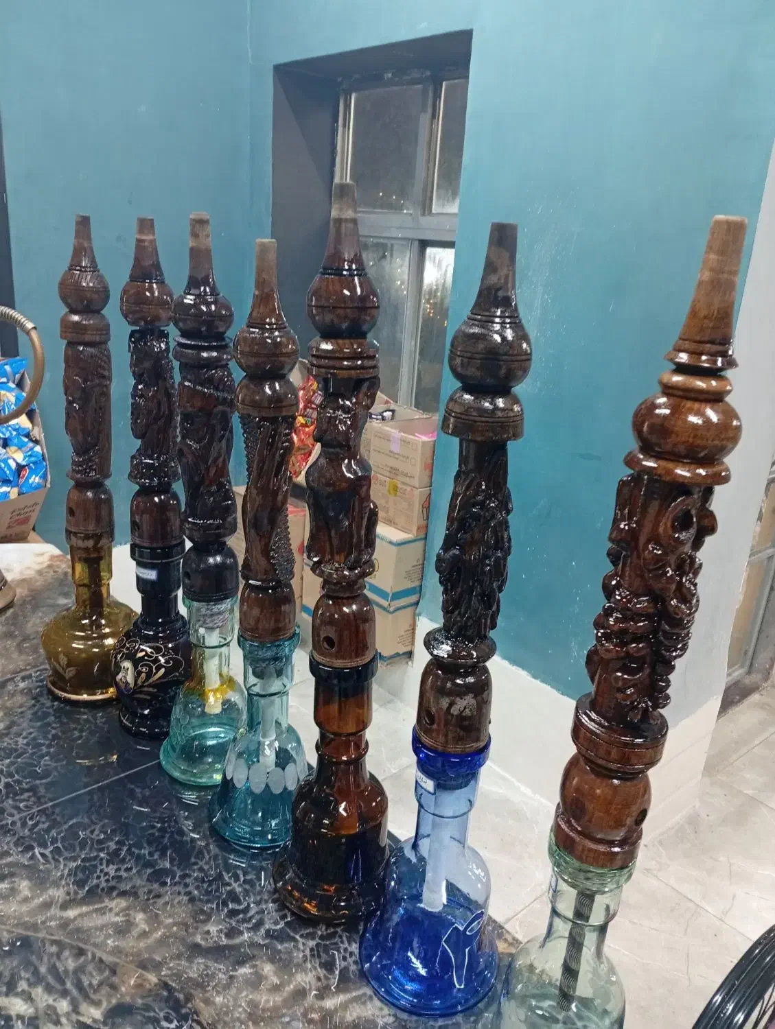 قلیان دست دوم چوبی عربی اصل تو پر|کلکسیون و سرگرمی|نقده, |دیوار