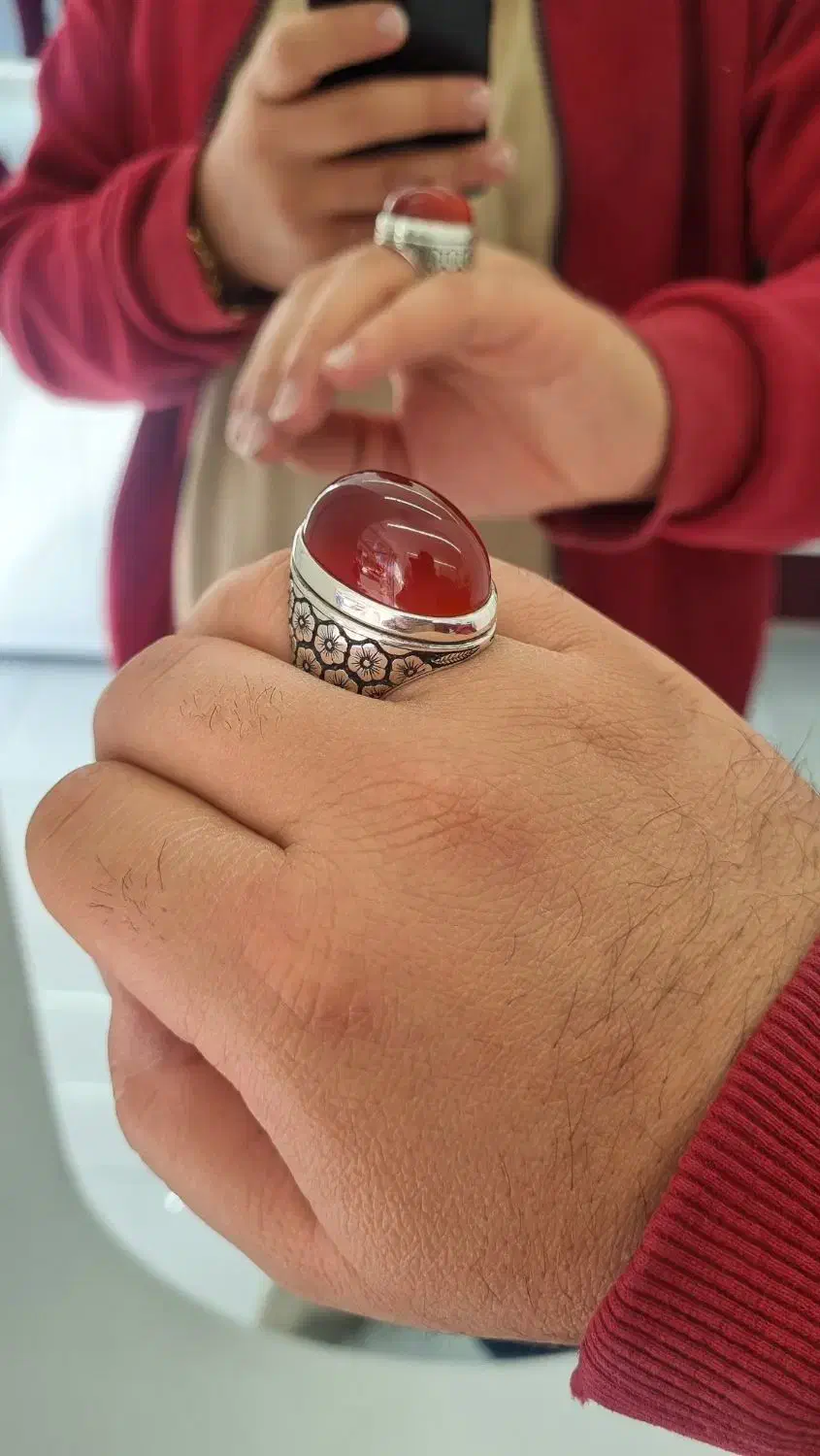 انشگتر نقره/عقیق/مالاکیت/دست ساز|جواهرات|آباده, |دیوار