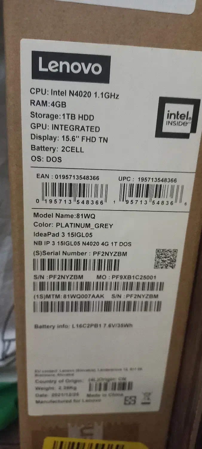 فروش لپ تاپ لنو 15Igl05 Ideapa 3 درحد نو|رایانه همراه|تهران, اقدسیه|دیوار