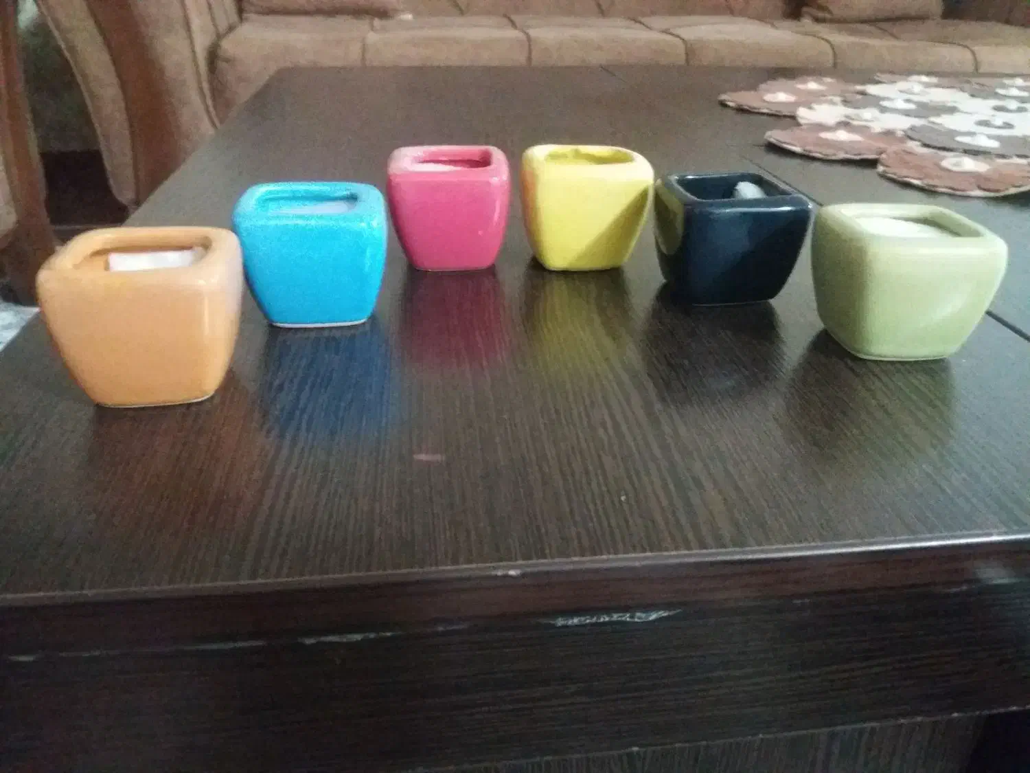 ۶عدد گلدان سرامیکی کاکتوسی|صنایع دستی و سایر لوازم تزئینی|اهواز, پادادشهر|دیوار