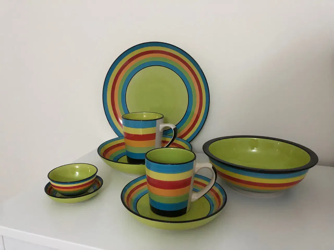 ظروف سرامیکی رنگین کمان|ظروف سرو و پذیرایی|کیش, |دیوار