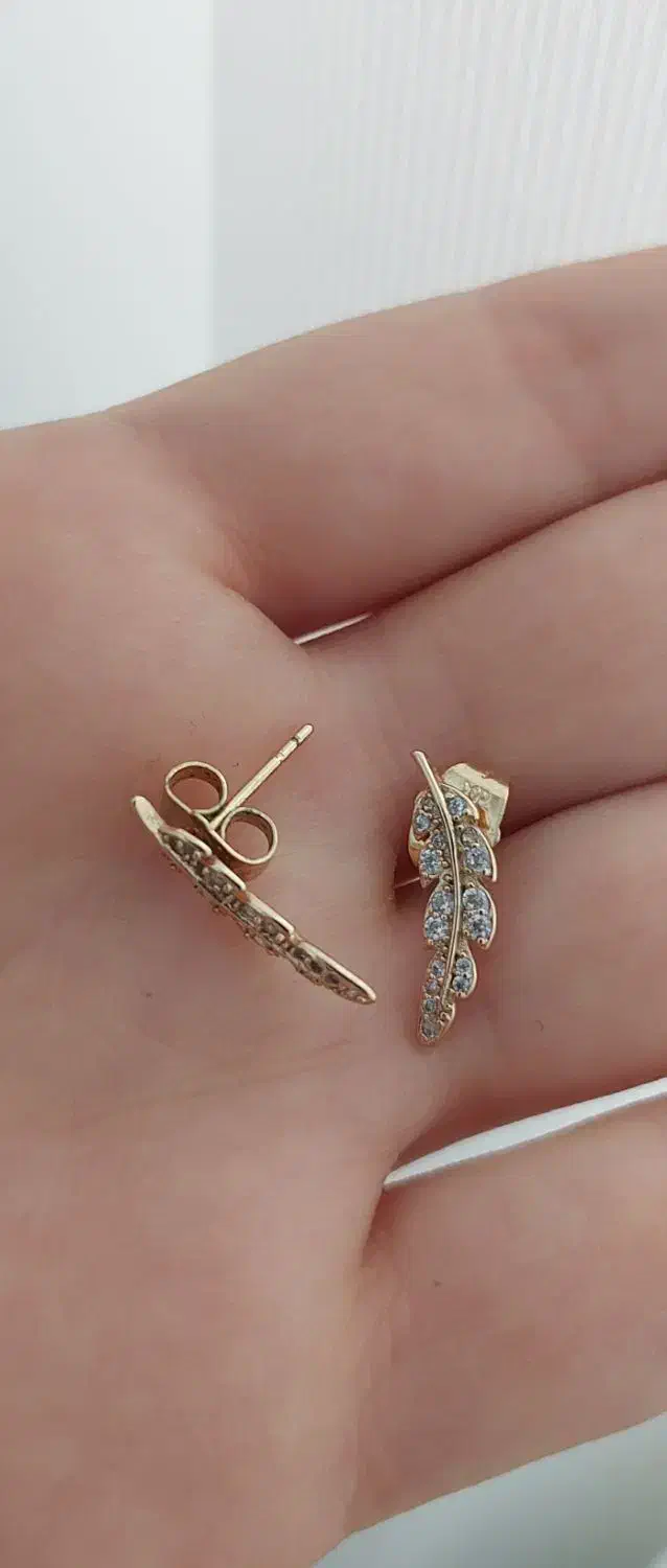 گوشواره طرح برگ نگیندار طلایی ژوپینگ|بدلیجات|تهران, تهرانسر شمالی|دیوار