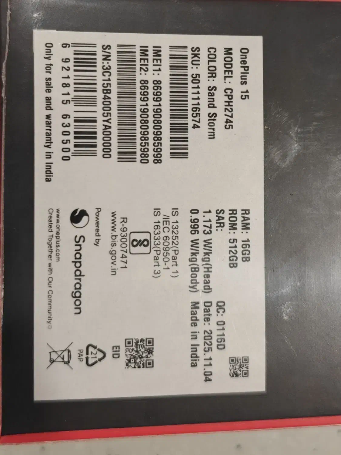 OnePlus 15 512 16 global|موبایل|تهران, نجات اللهی|دیوار