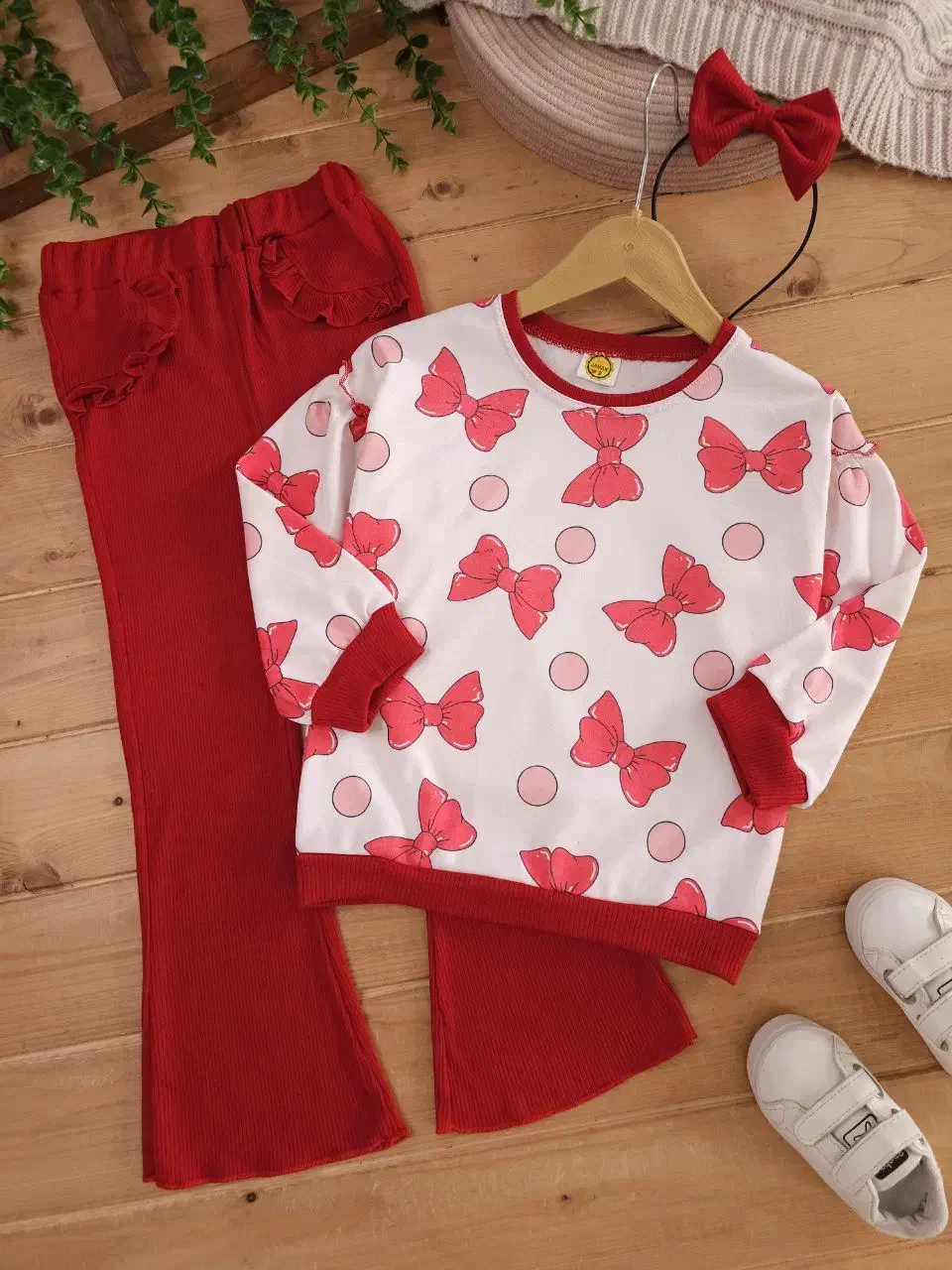 ست سه تیکه پاپیونی و قلبی یلدا با تل سر|کفش و لباس بچه|قم, بنیاد|دیوار