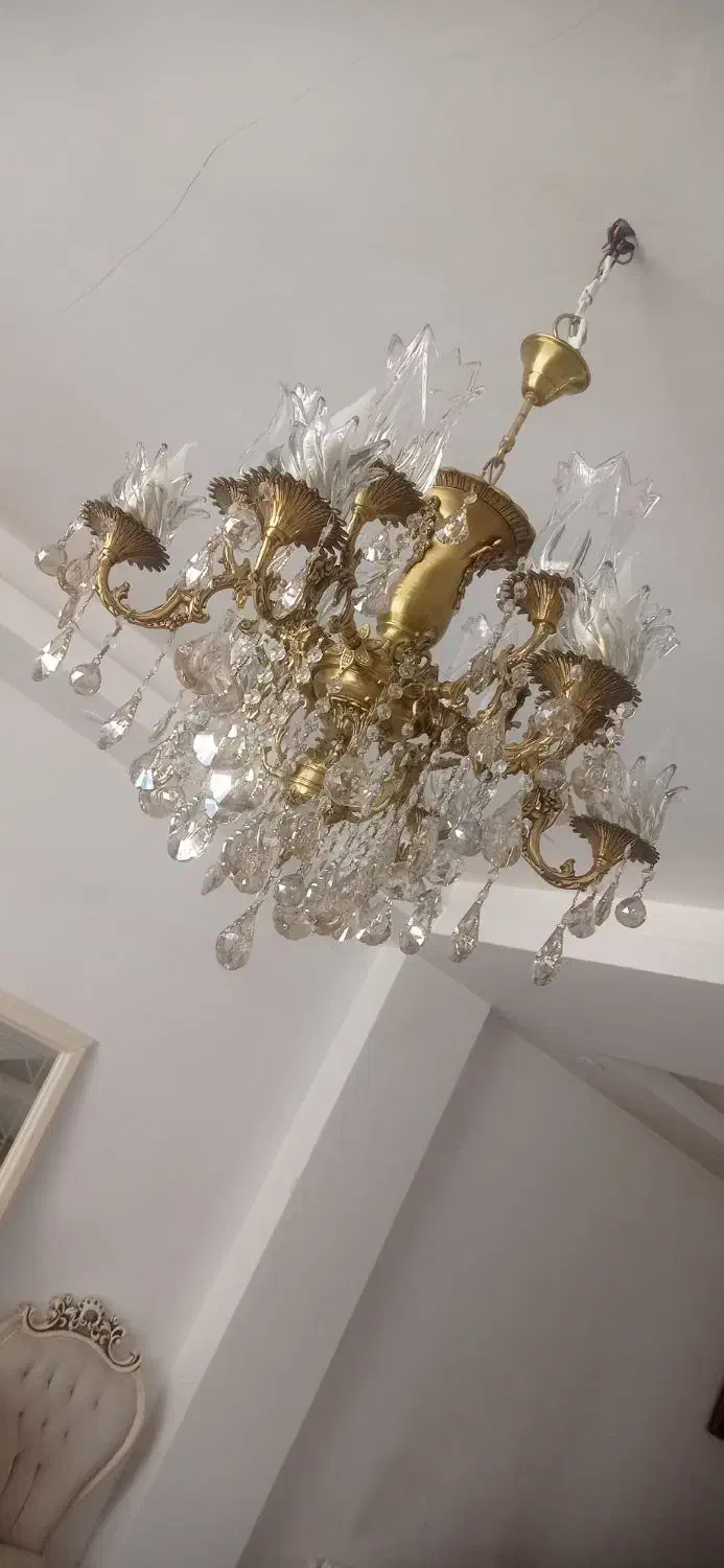 لوستر برنز 6شاخه بزرگ|لوستر و چراغ آویز|فردیس, شهرک ارم|دیوار