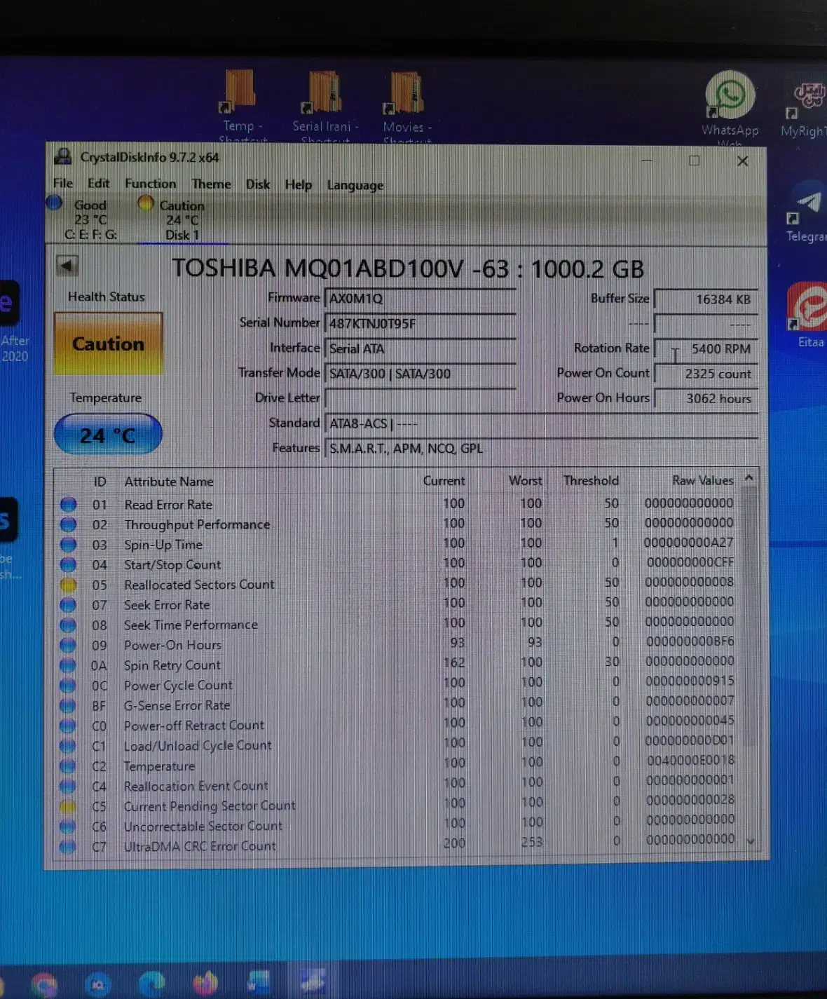هارد ۱ ترابایت ۲.۵ اینچی توشیبا|قطعات و لوازم جانبی رایانه|پاکدشت, کبودگنبد|دیوار