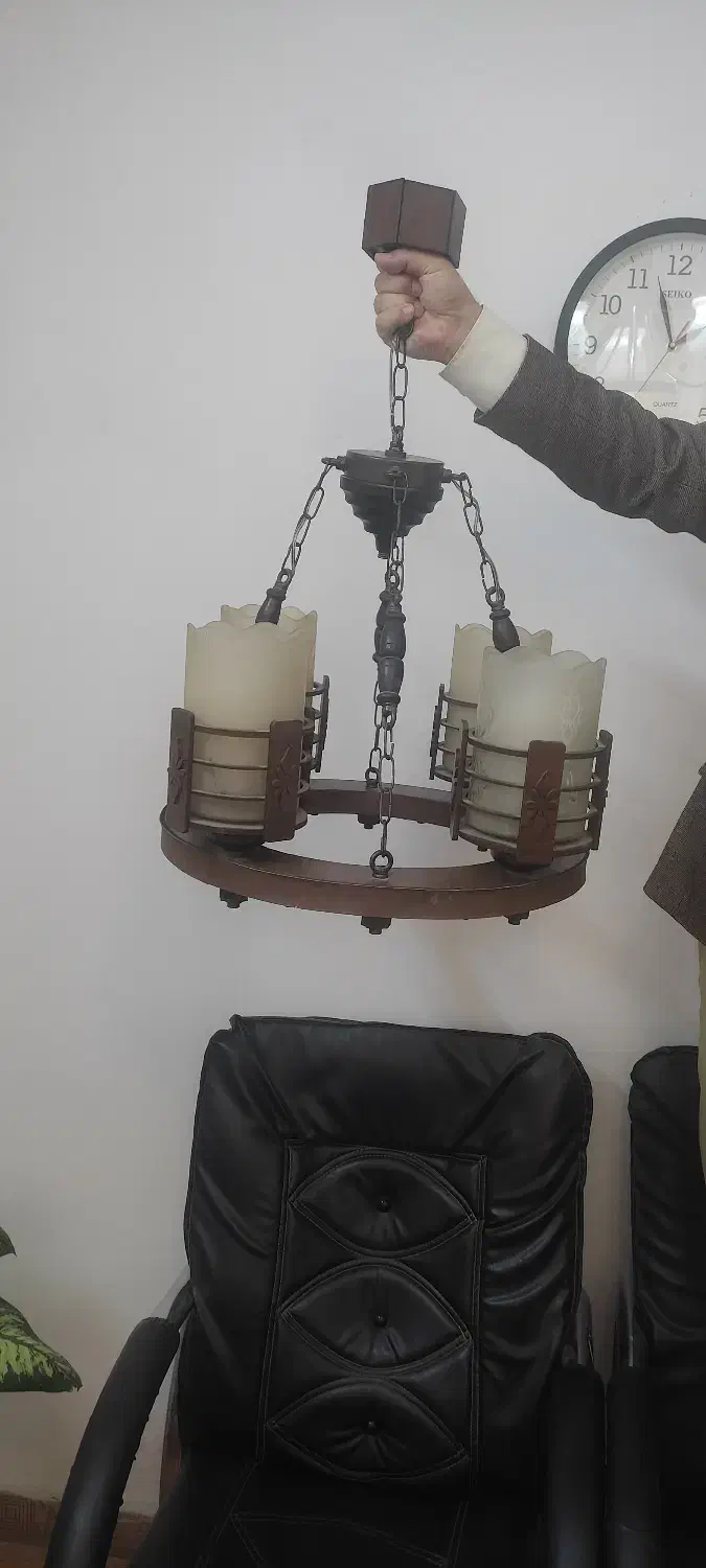 لوستر 4 شاخه چوبی|لوستر و چراغ آویز|مشهد, آزادشهر|دیوار