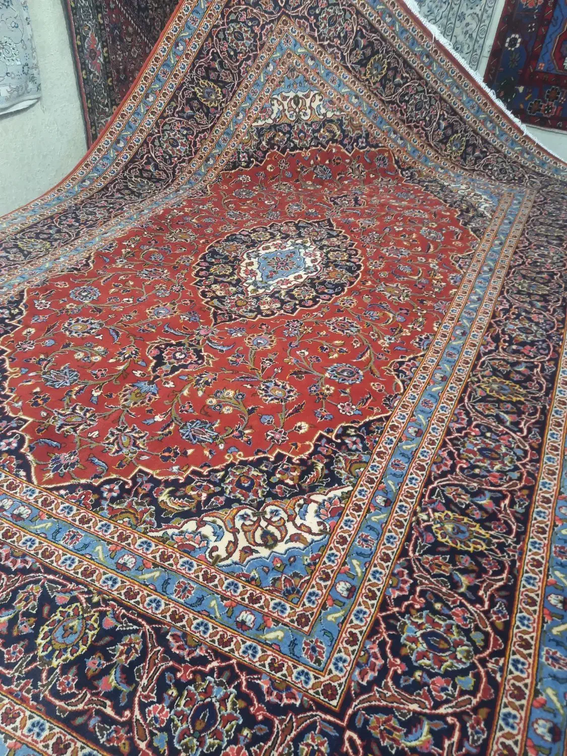 یک جفت فرش دستباف ۶ متری کاشان پشم کرک|فرش|کرج, برغان|دیوار