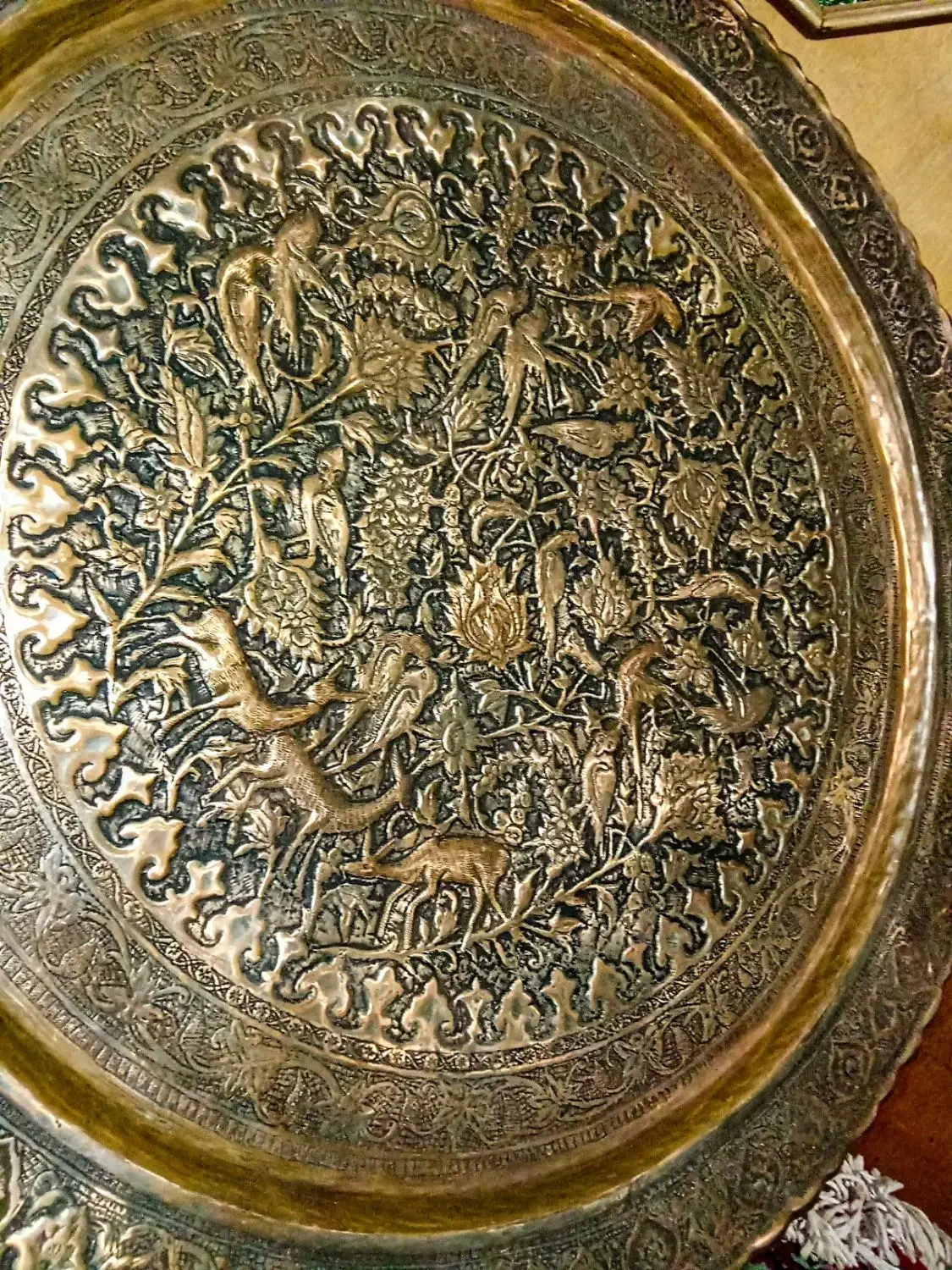 سه سینی مس غرق قلم پهلوی چوبسیگارقلم رخ واقعی|کلکسیون اشیاء عتیقه|زنجان, |دیوار