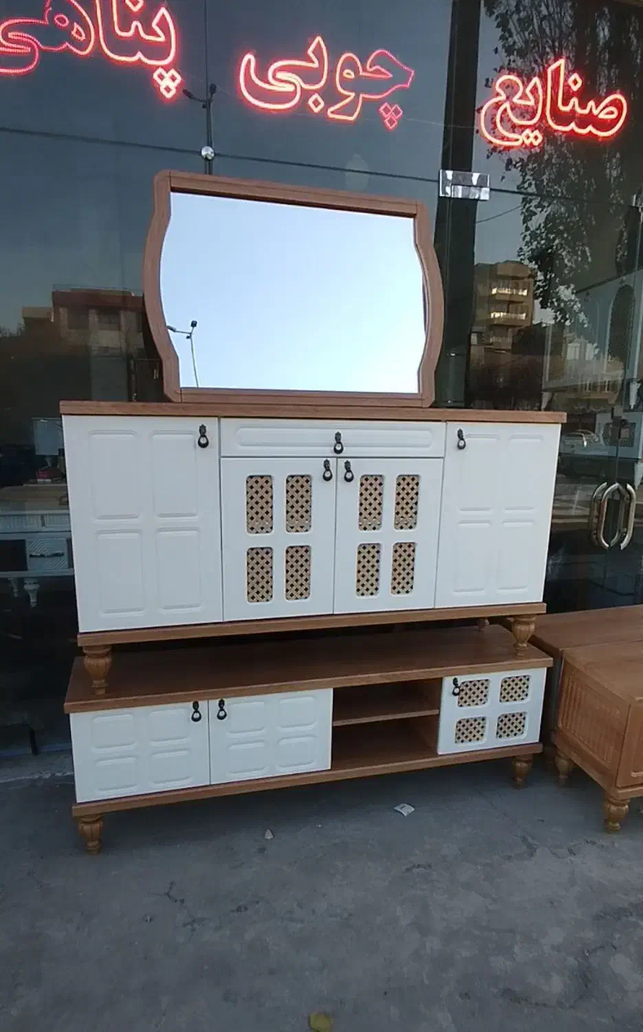 آینه کنسول با میز تلویزیون مدل مارال صفحه دوبل|بوفه، ویترین، کنسول|اردبیل, |دیوار