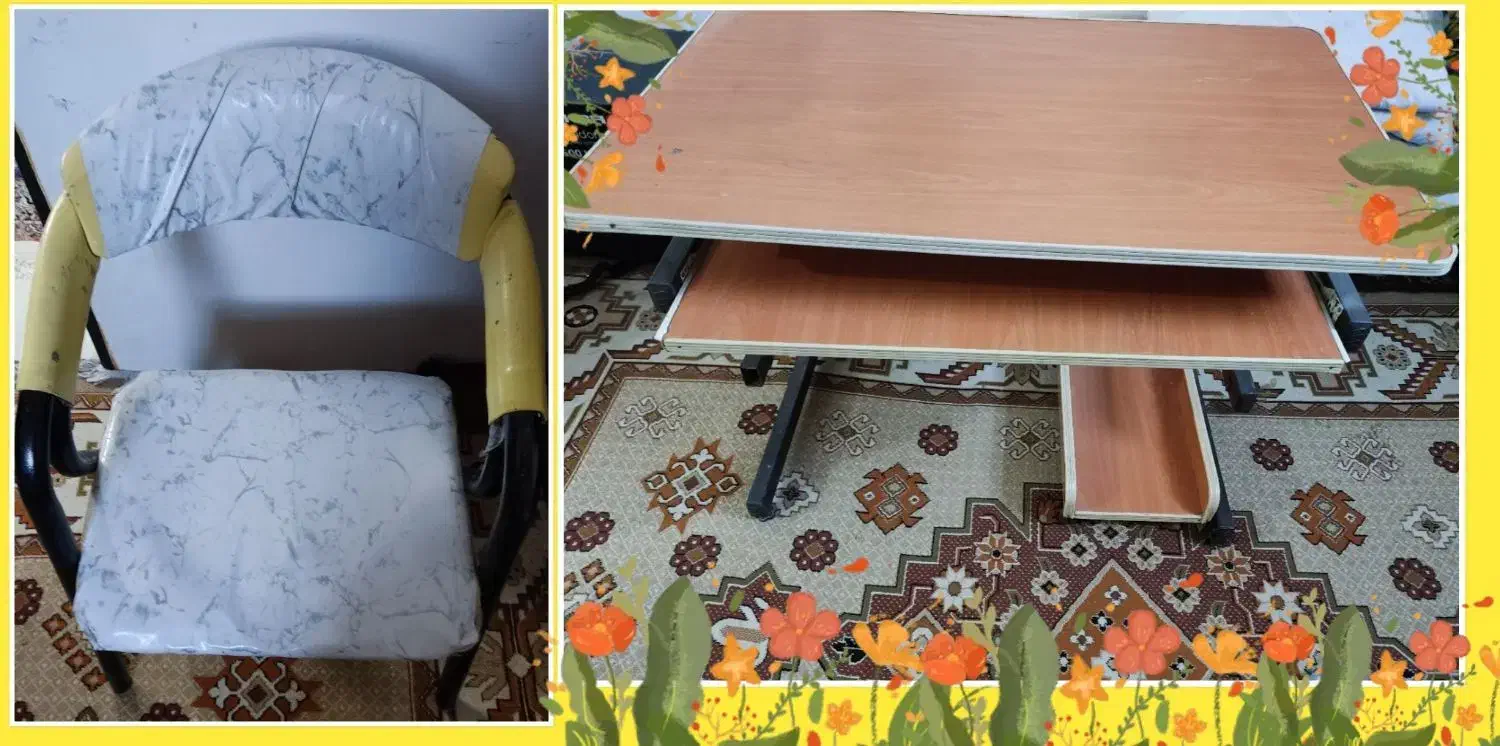 میز کامپیوتر فلزی به همراه صندلی فلزی|میز تحریر و کامپیوتر|مشهد, نوید|دیوار