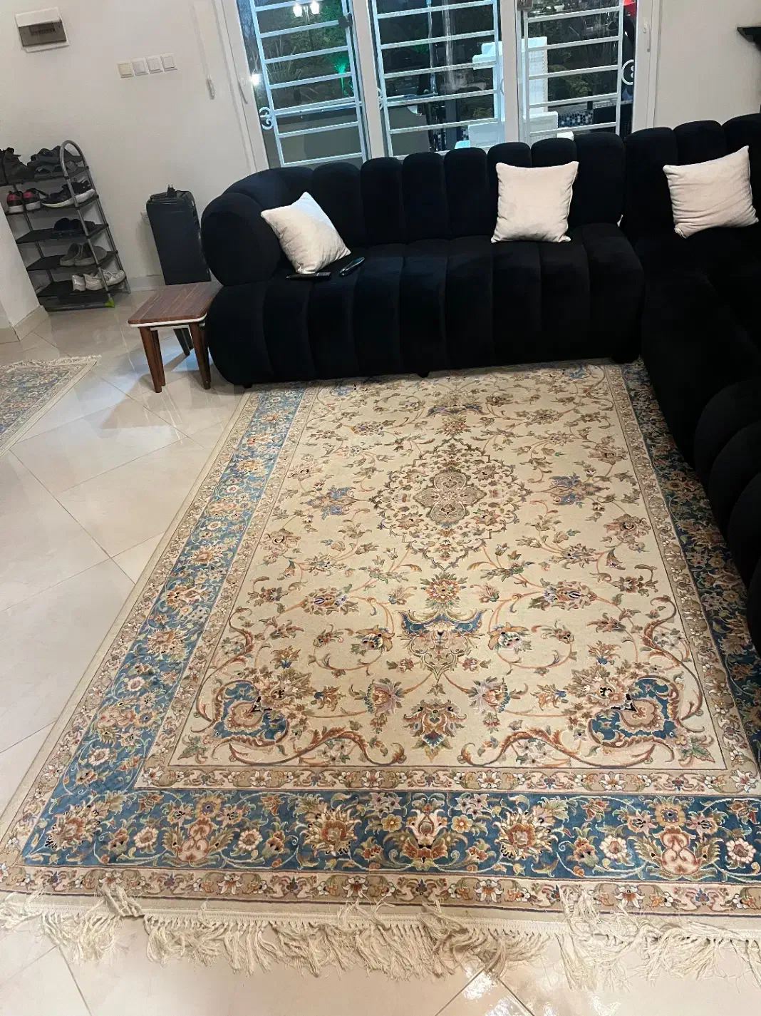 دو تخته فرش ماشینی طرح ابریشم آبی (۶متری)|فرش|نوشهر, |دیوار