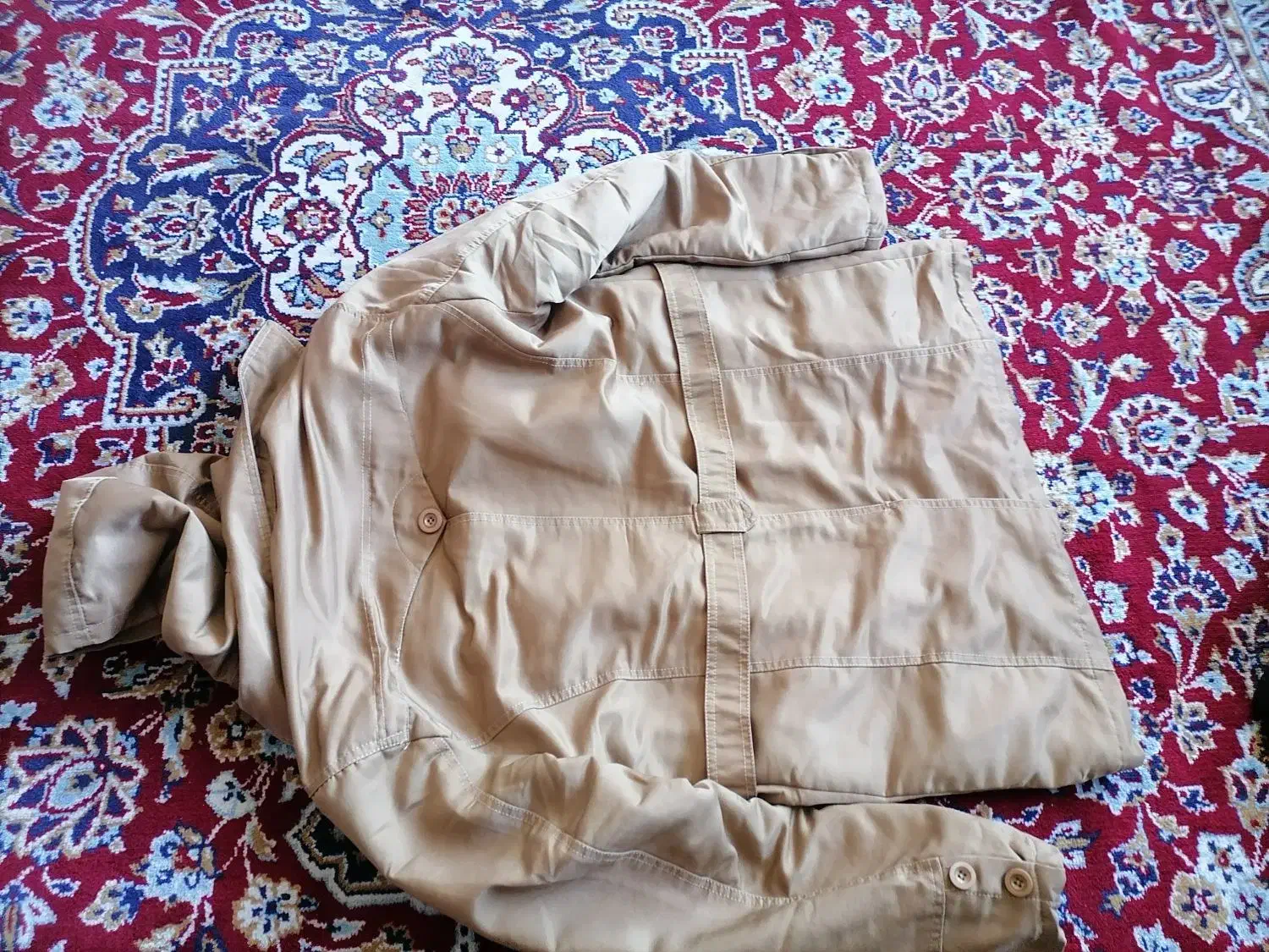 کاپشن چرم و کتان کرم|لباس|شهرضا, |دیوار