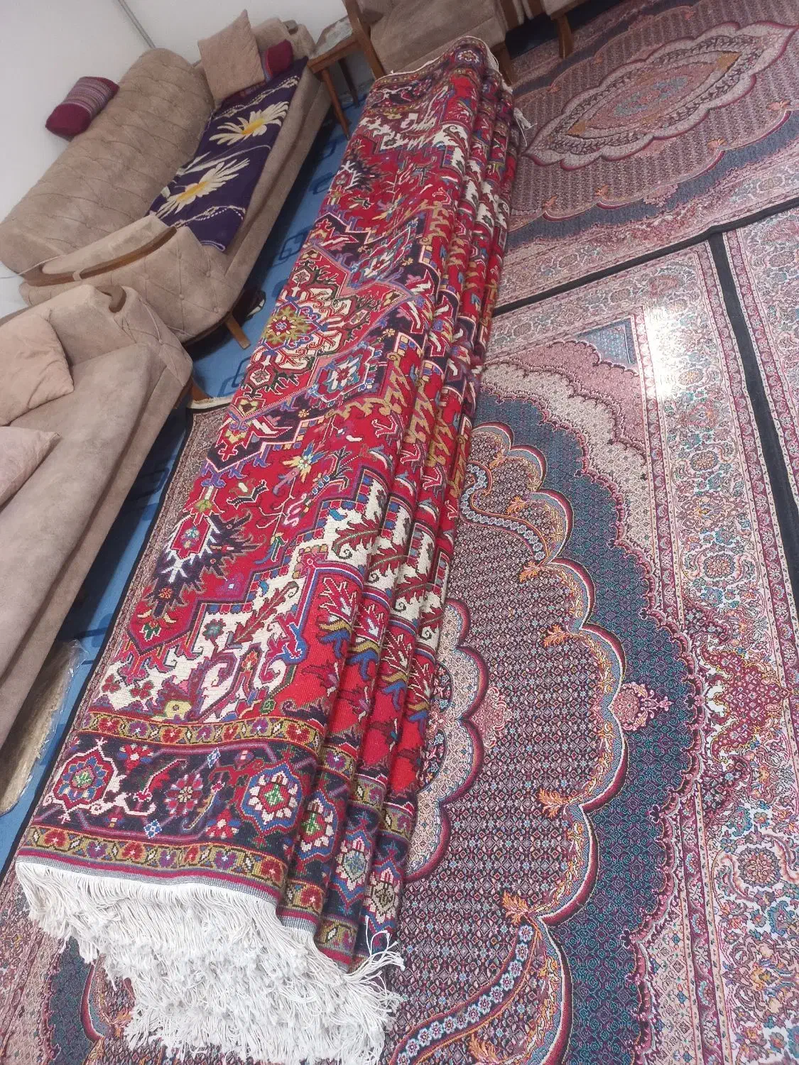 دوجفت۶متری ست هریس ۶۱۰ایلمح|فرش|تبریز, |دیوار