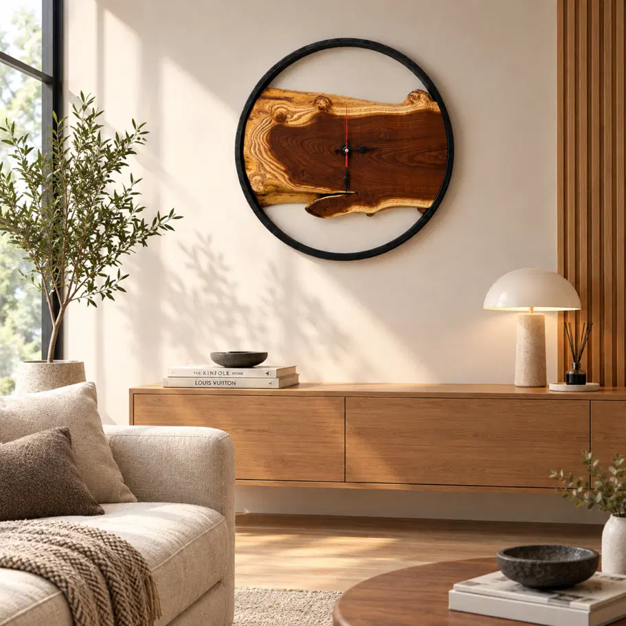 ساعت دیواری چوبی روستیک قطر ۵۰|ساعت دیواری و تزئینی|تهران, حکیمیه|دیوار