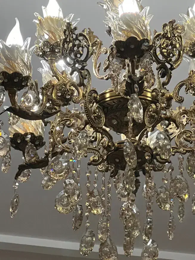 لوستر سه طوقه برنز ۶شاخه|لوستر و چراغ آویز|فردیس, منظریه|دیوار