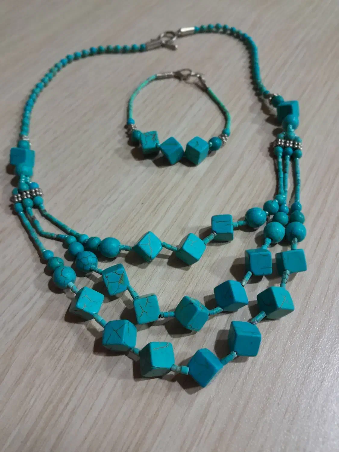 نیم ست سنگ فیروزه|جواهرات|تبریز, |دیوار