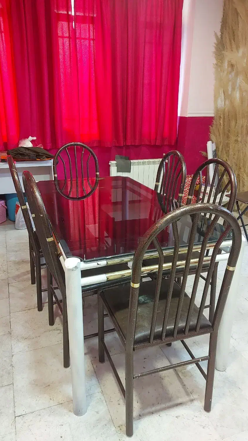 میز ۶نفره فلزی|میز و صندلی غذاخوری|تهران, شهرک مخابرات|دیوار