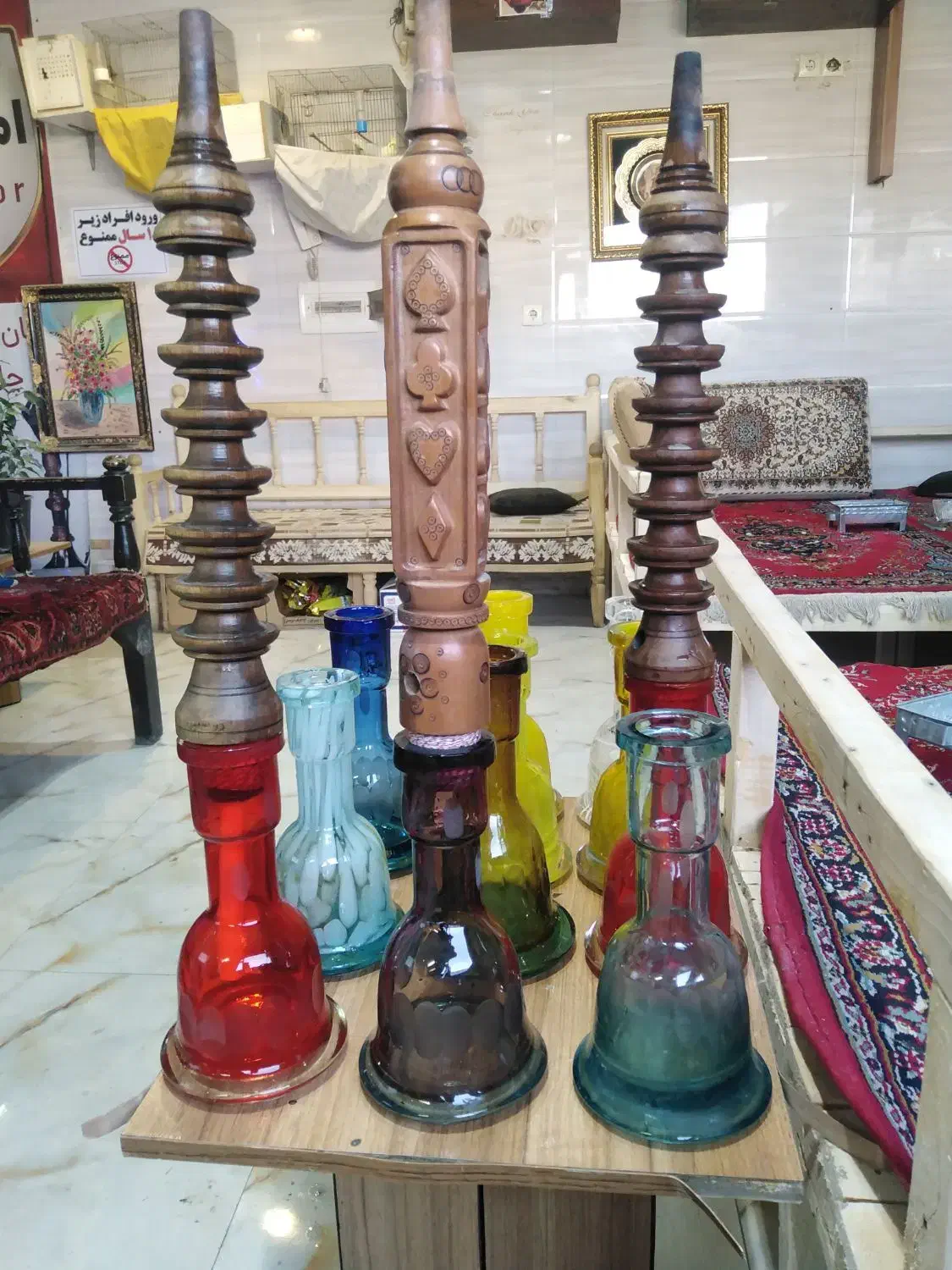 قلیون شیشه قلیان تنه چوبی قلیان|کلکسیون و سرگرمی|قم, شهرک امام حسین|دیوار